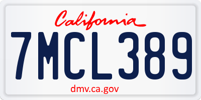 CA license plate 7MCL389