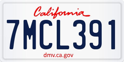CA license plate 7MCL391