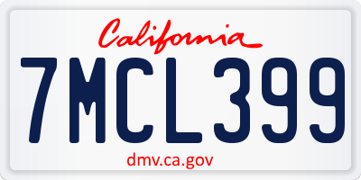 CA license plate 7MCL399