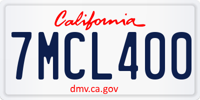CA license plate 7MCL400