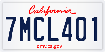 CA license plate 7MCL401