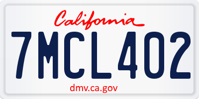 CA license plate 7MCL402