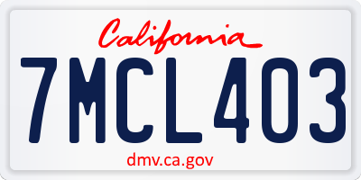 CA license plate 7MCL403