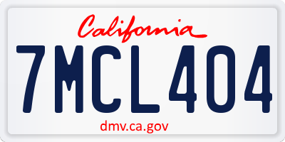 CA license plate 7MCL404