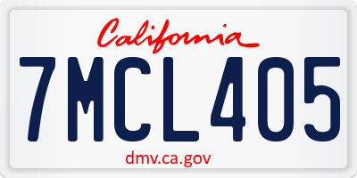CA license plate 7MCL405
