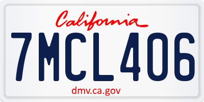 CA license plate 7MCL406