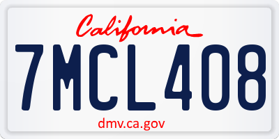 CA license plate 7MCL408