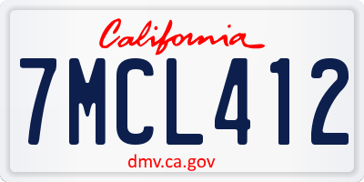 CA license plate 7MCL412