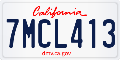 CA license plate 7MCL413