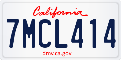 CA license plate 7MCL414