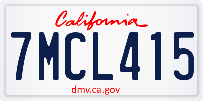 CA license plate 7MCL415