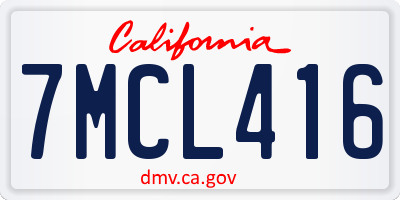 CA license plate 7MCL416