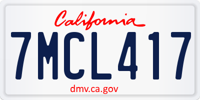 CA license plate 7MCL417