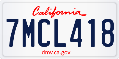 CA license plate 7MCL418