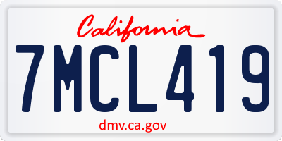 CA license plate 7MCL419