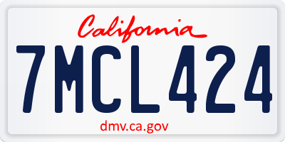 CA license plate 7MCL424