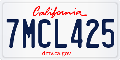 CA license plate 7MCL425