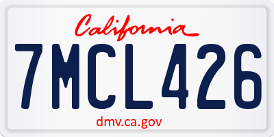 CA license plate 7MCL426