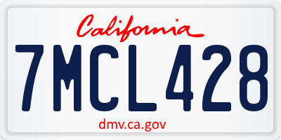 CA license plate 7MCL428