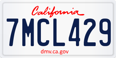 CA license plate 7MCL429