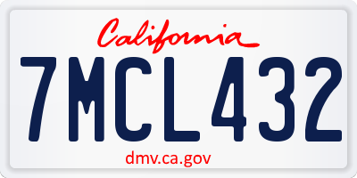 CA license plate 7MCL432