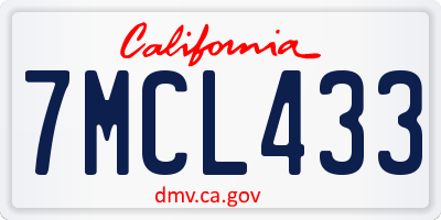 CA license plate 7MCL433