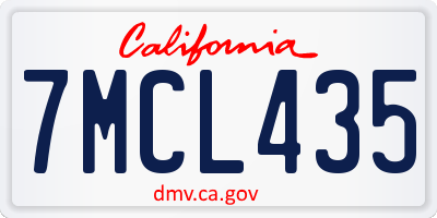 CA license plate 7MCL435