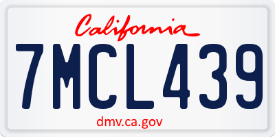 CA license plate 7MCL439