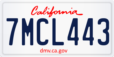 CA license plate 7MCL443