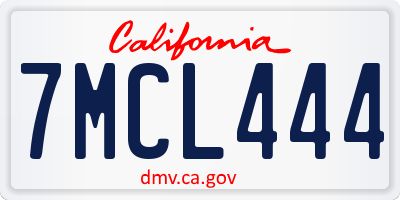CA license plate 7MCL444