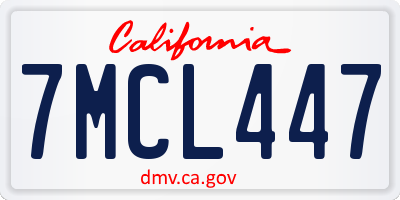 CA license plate 7MCL447