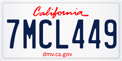 CA license plate 7MCL449