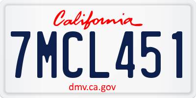 CA license plate 7MCL451