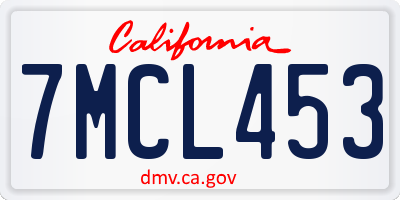 CA license plate 7MCL453