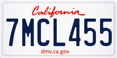 CA license plate 7MCL455