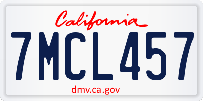 CA license plate 7MCL457