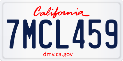 CA license plate 7MCL459