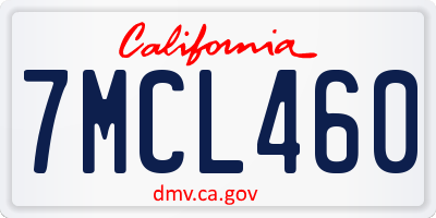 CA license plate 7MCL460