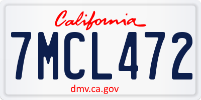 CA license plate 7MCL472