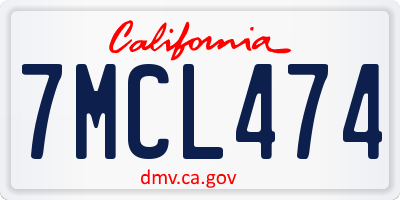 CA license plate 7MCL474