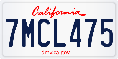 CA license plate 7MCL475