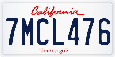 CA license plate 7MCL476