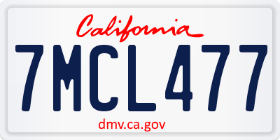 CA license plate 7MCL477
