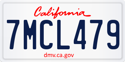 CA license plate 7MCL479