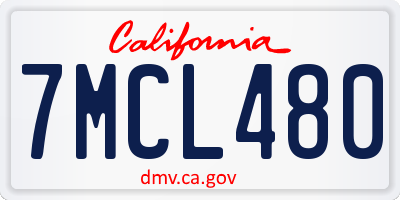 CA license plate 7MCL480