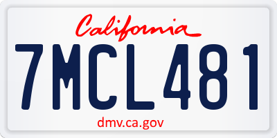 CA license plate 7MCL481