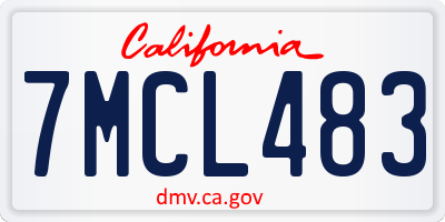 CA license plate 7MCL483