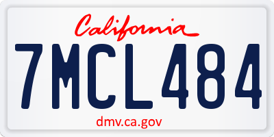 CA license plate 7MCL484