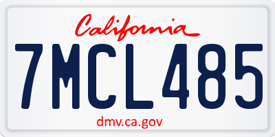 CA license plate 7MCL485