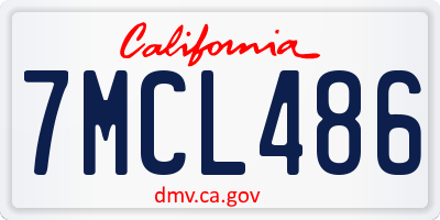CA license plate 7MCL486